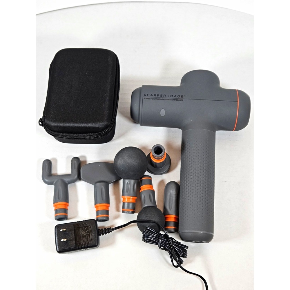 Sharper Image Power Percussion Deep Tissue Massage Gun, 6 Heads, Case